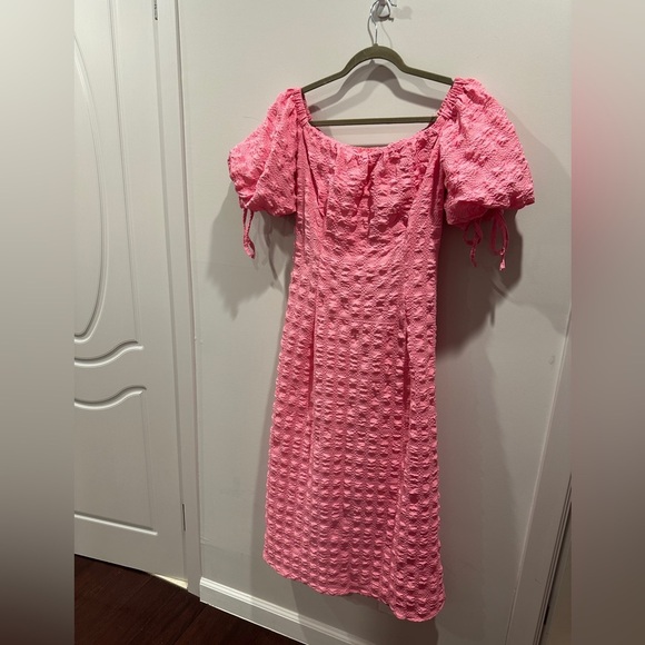 River Island Pink Textured Midi Dress - Picture 2 of 6